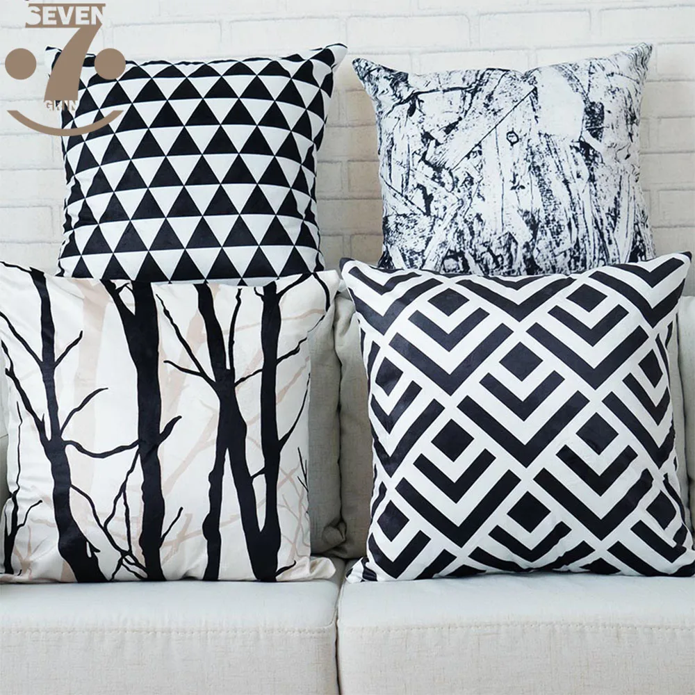 Винтажный стиль белый цвет геометрический принт Чехол на подушку чистый