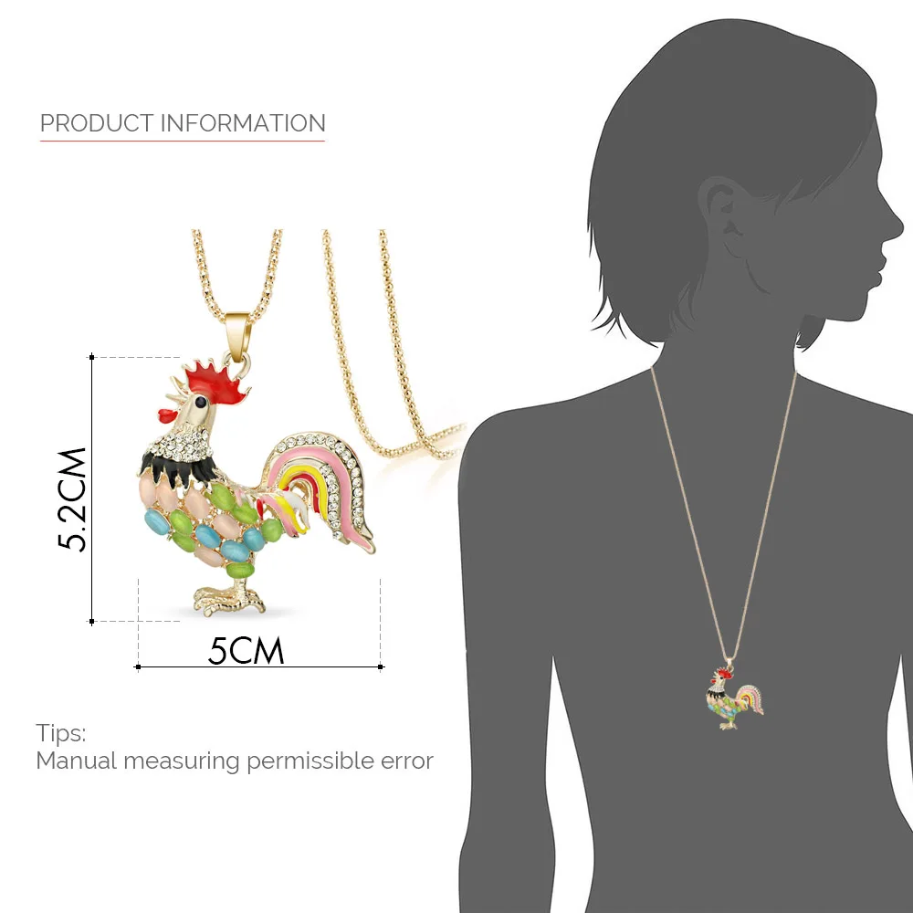 Разноцветные ожерелья Петух колье с кулоном изображением курицы хрустальные