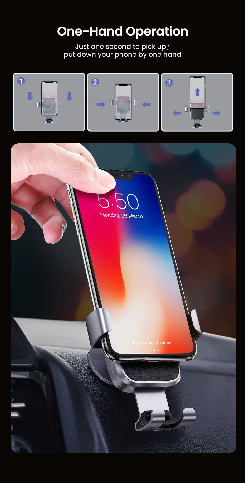 Ugreen держатель телефона для мобильного телефона в автомобиле для iPhone XR Авто сотовая поддержка приборной панели держатель стенд смартфон гравитационный держатель