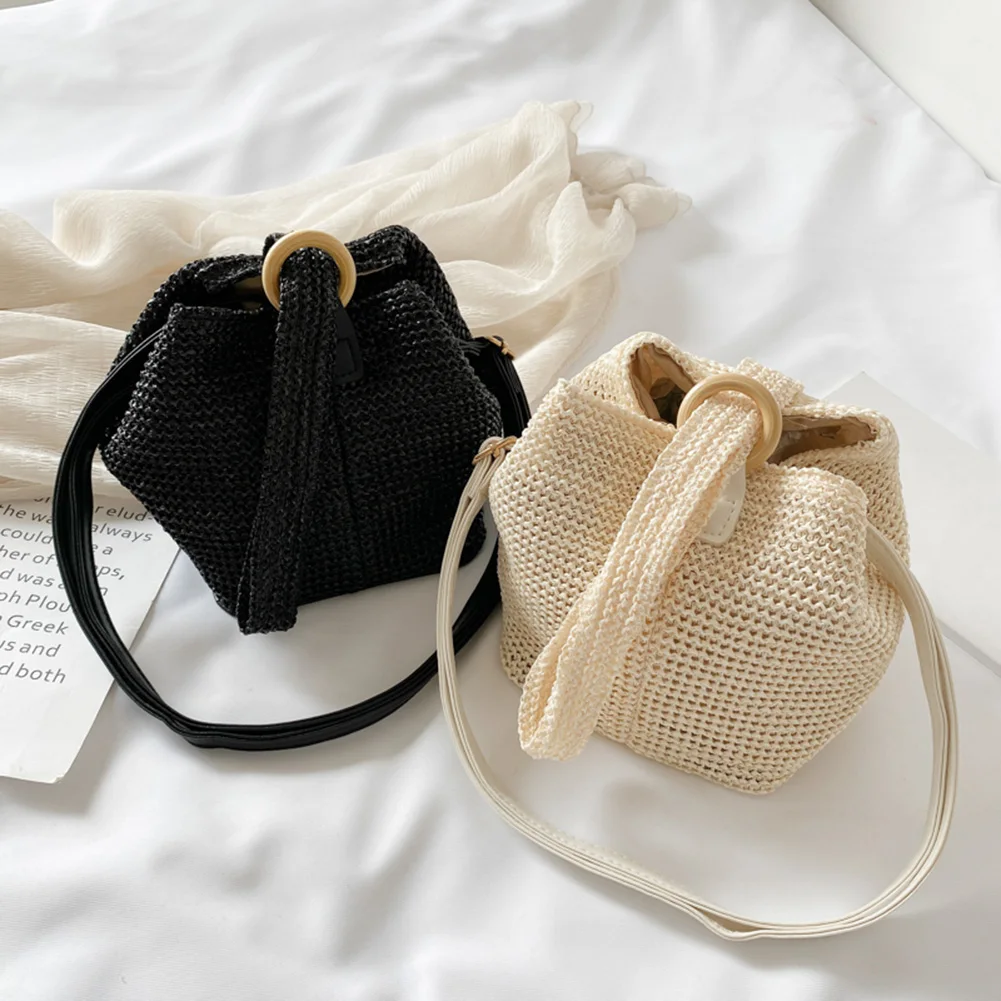 

Women Handmade Straw Woven Shoulder Crossbody Bags Retro Girls Beach Messenger Handbag Portable Street Travel Shopping Purse