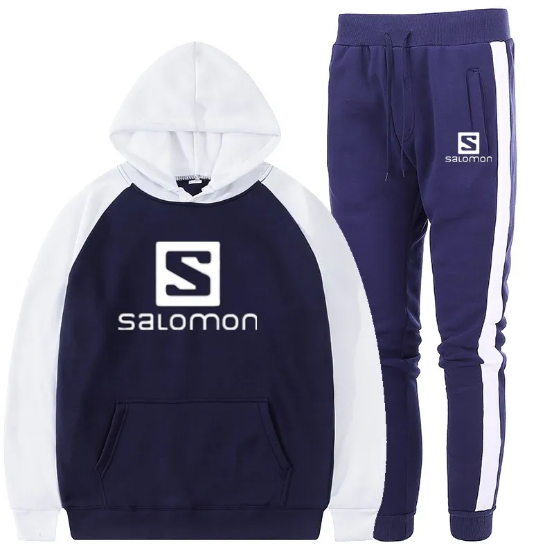 

Man Two Piece Set Sweatsuit Polyester Overalls Leisure Suit Hooded Jackets And Hip Hop Harlan Pants Fashion track suit brand set