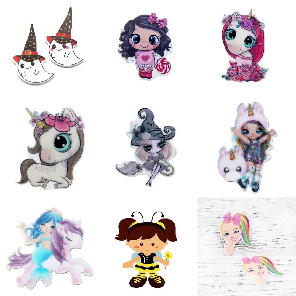 5 шт./лот милая девочка Русалка Единорог Блестящий плоский полимер акриловый