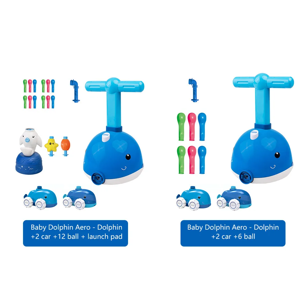

Cute Dolphin Car Manually Press Inflatable Inertia Air Power Balloon Toy Launch Tower Toys Child Science Experimen Toy Xmas Gift