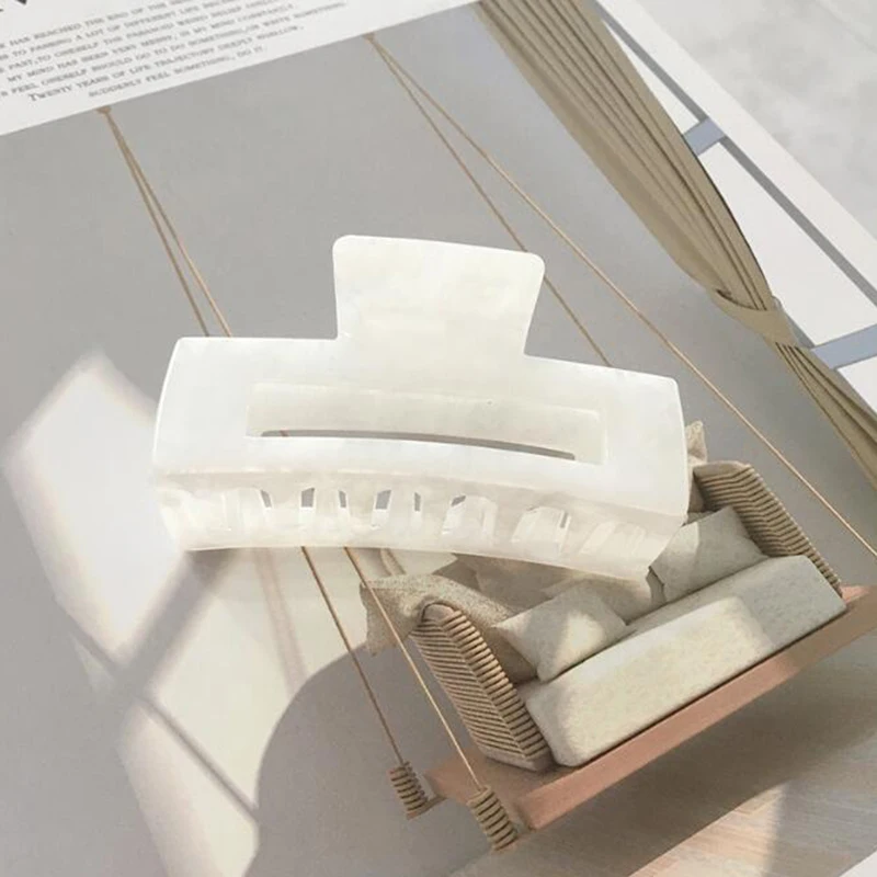 

Korean Geometric Acetate Hair Claws Big Size Square Hair Crabs Clip Leopard Grain Hair Clamps For Women Fashion Hair Accessories