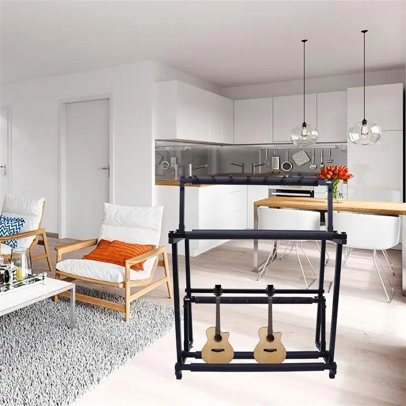 

1Pc Double Layers Large Capacity Ukulele Storage Rack Display Rack (Black)