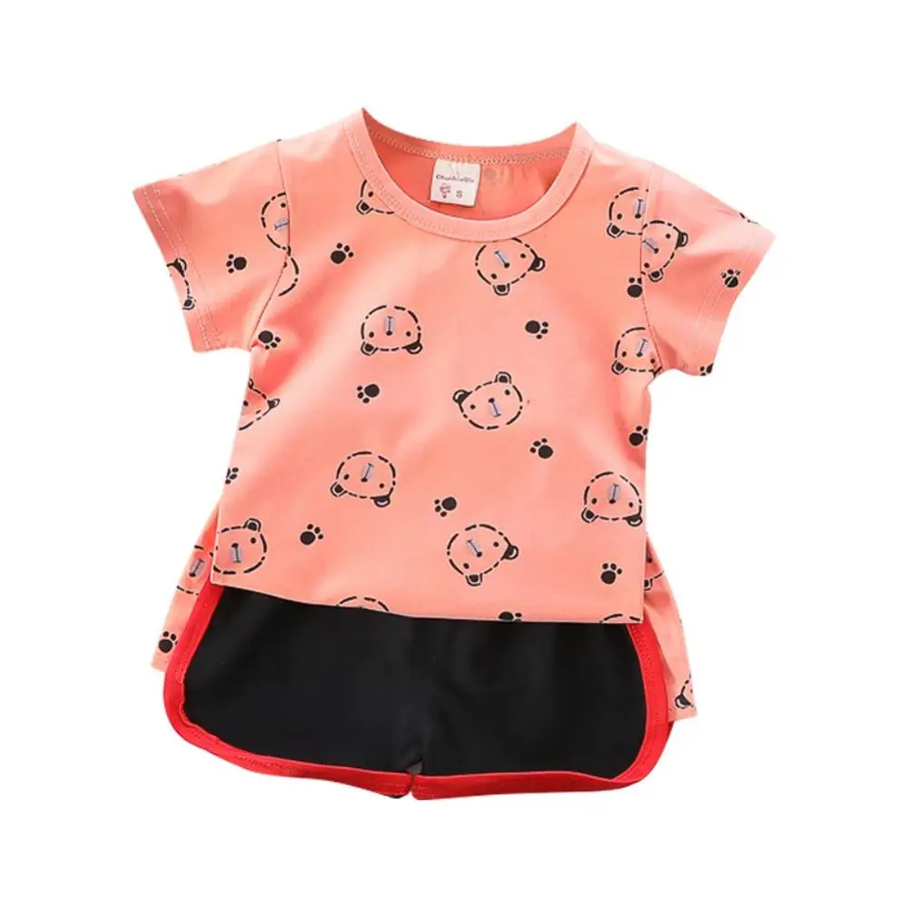 

2 PCS Babies Casual Short Sleeve T-shirts with Shorts Sets