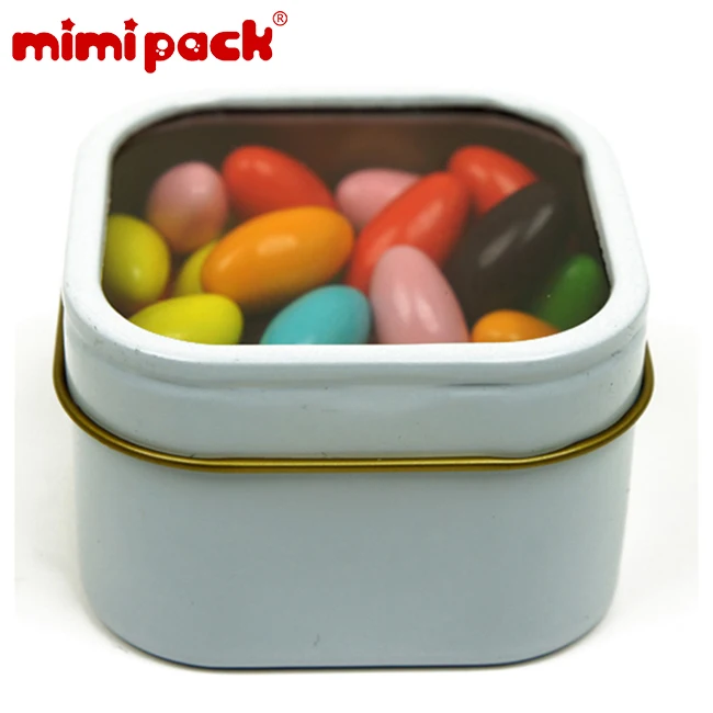 White Mimipack металлические жестяные коробки для сбора банок канистры банки для хранения 24 шт квадратные жестяные банки с прозрачным окном нескользящей крышкой - Цвет: White