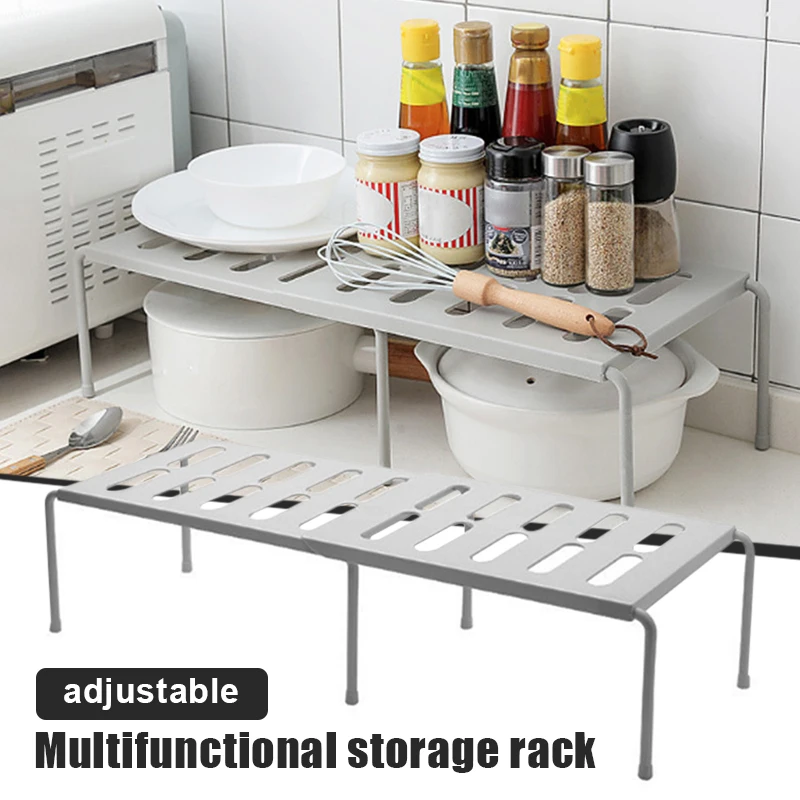 

Adjustable Multi Purpose ABS Organizer Shelf for Kitchen Bathroom Livingroom S7