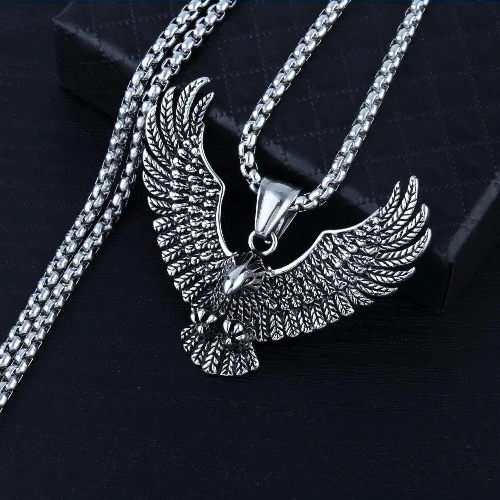 

HNSP Punk Eagle Pendant Chain Necklace For Men Male Goth Gift Wholesale