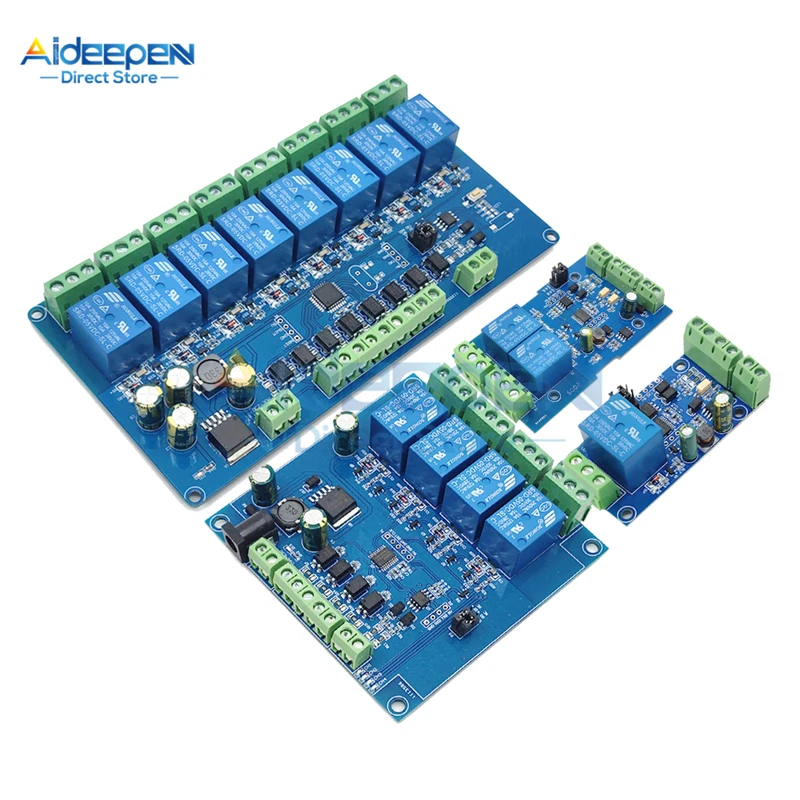 Переключатель модуля реле 7-24 В Modbus-Rtu 1/2/4/8 каналов коммутатор Modbus RTU RS485/TTL выход