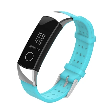 sky blue Mijobs для Honor Band 3 4 металлический ремешок для huawei Honor Band 2 Pro B19 B29 Band 3 браслет силиконовый металлический ремень с пряжкой - Цвет: sky blue
