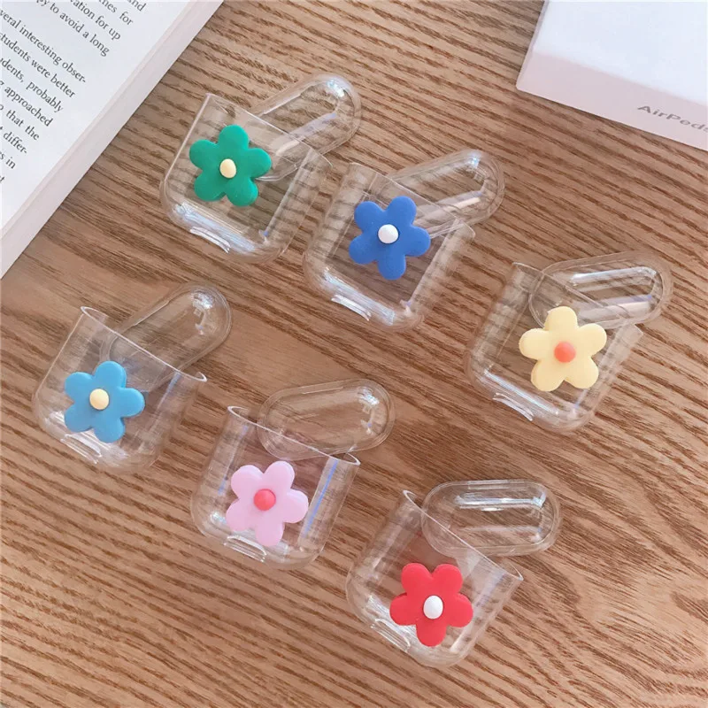 Роскошный чехол с цветочным рисунком для Airpods 1 2 прозрачный жесткий наушников