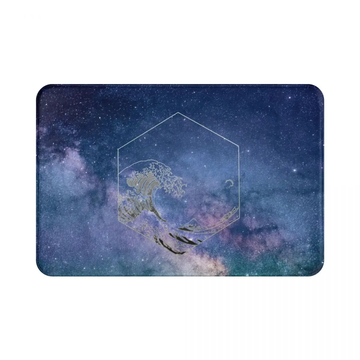 Космический коврик для входной двери с изображением огромных волн Канагавы, изготовленный из полиэстера, антискользящий, подходит для балкона и туалета, можно стирать.