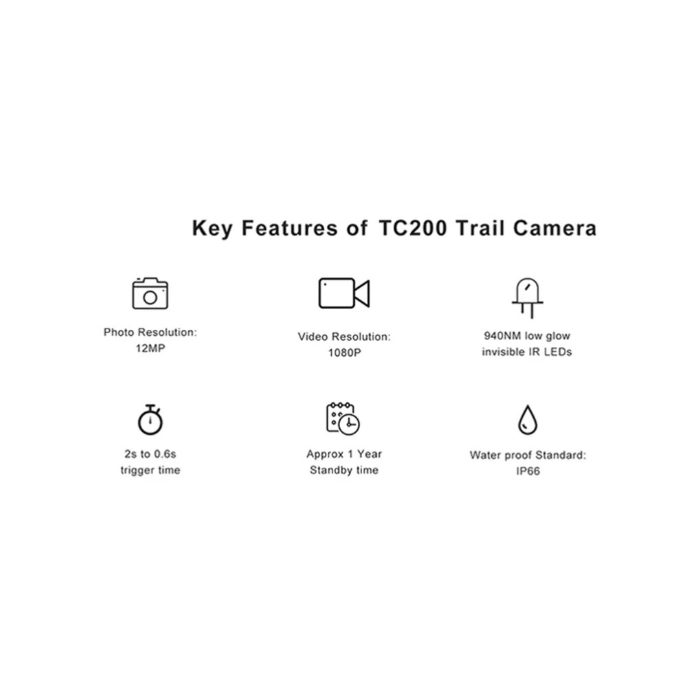 

Camera 12MP Trail Camera IP66 Photo Traps 0.8s Trigger Time 1080P Infrared Night Vision Camera Trap Wild Cameras without
