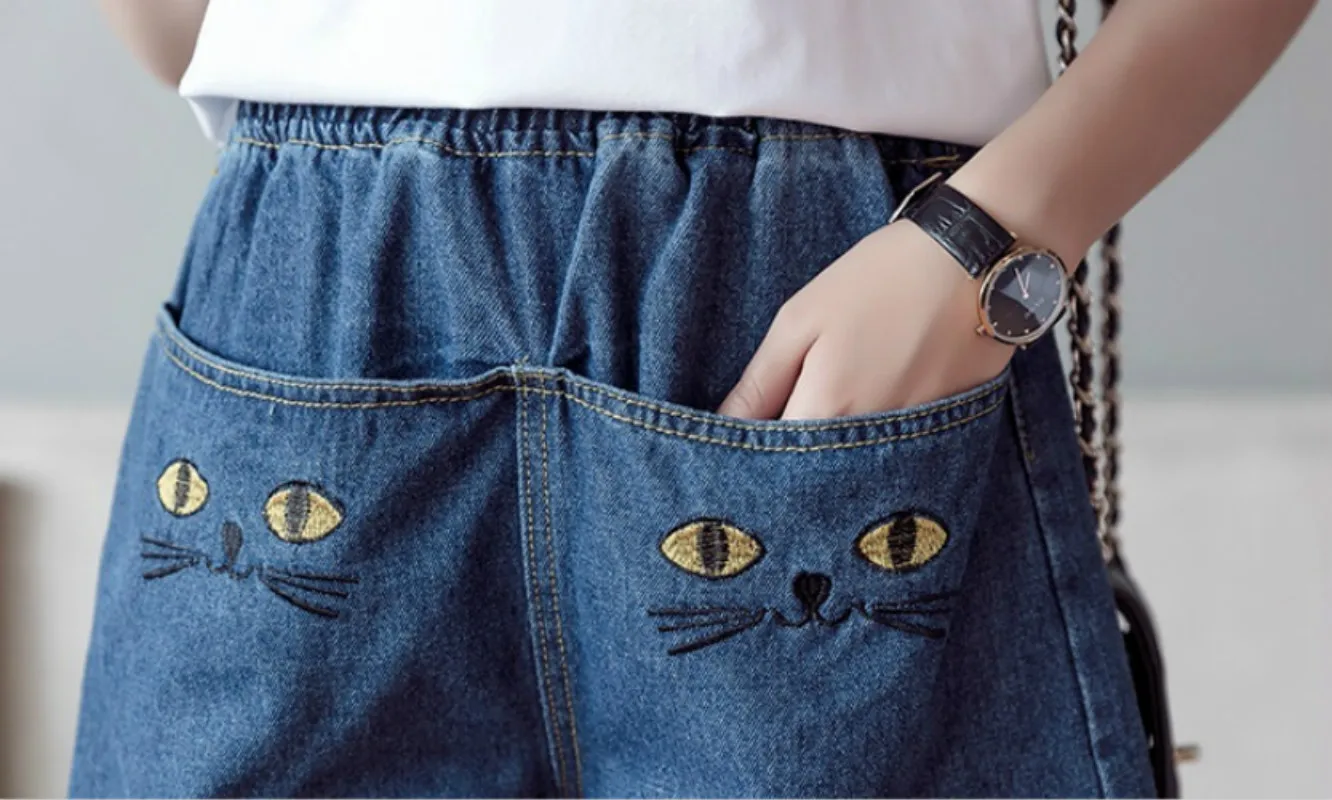 

Summer Plus Size Elastic Waist Short Jeans Denim Shorts for Women S M L XL 2XL 3XL 4XL 5XL