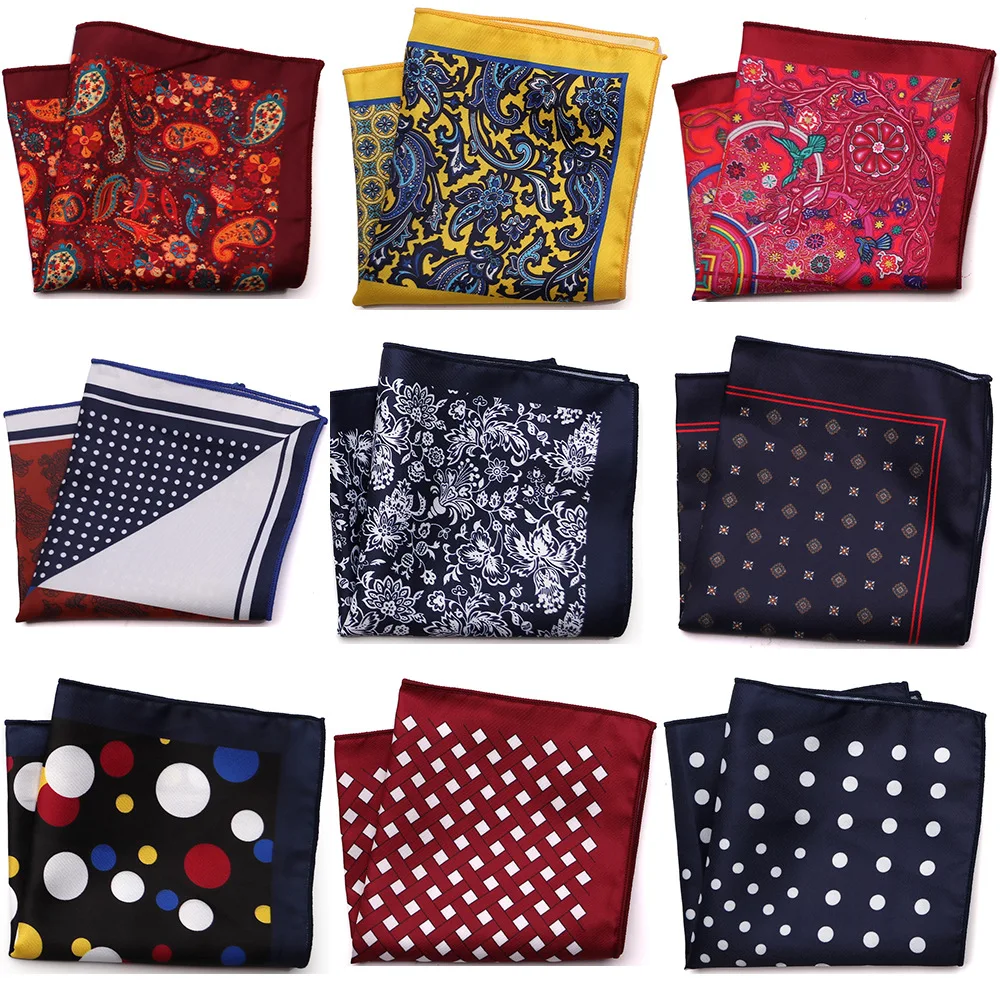 

New Design Fashion Mens Pocket Square Handkerchief 23*23CM Paisley Dot Chest Hankies for Wedding Men's Suit Hanky Chest Towel