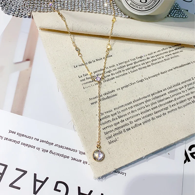 Crystal Pendant Necklaces For Women Girls Chokers Accessories 2021 Jewelry Fashion Collar Long Gold Link Necklace Chain | Украшения и