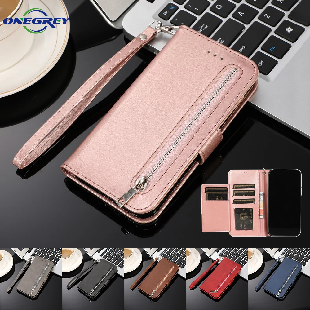 Zipper Wallet Case For Samsung Galaxy S23 S22 S21 S20 FE S10 S9 S8 Ultra Plus Note 20 10 9 8 S7 Flip Leather Cards Phone Cover