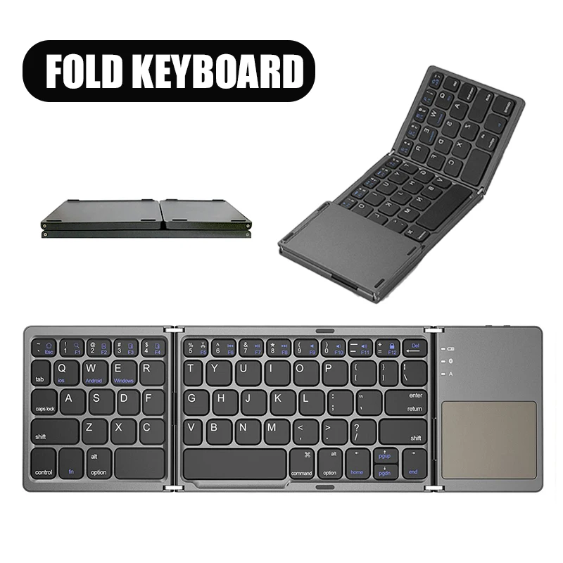 

Wireless Foldable iPad Bluetooth Keyboard PC Laptop keyboard Touchpad For iPhone Samsung Xiaomi Tablet Mobile Phone Computer