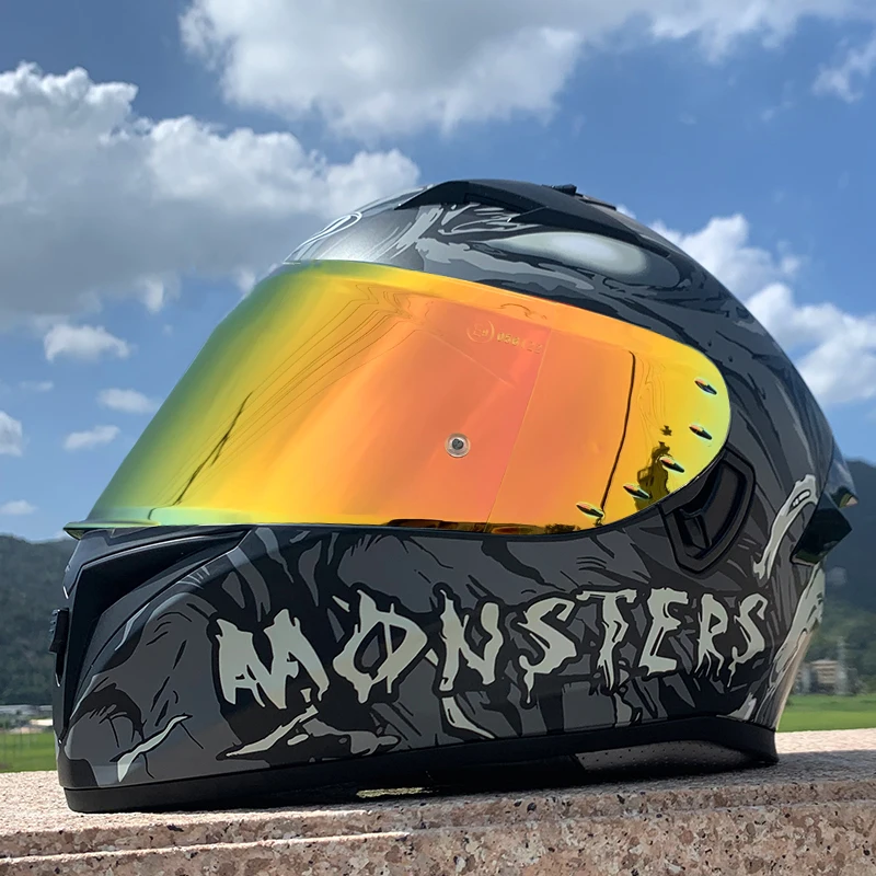 Модульный мотоциклетный шлем гоночный с откидной крышкой двойным объективом