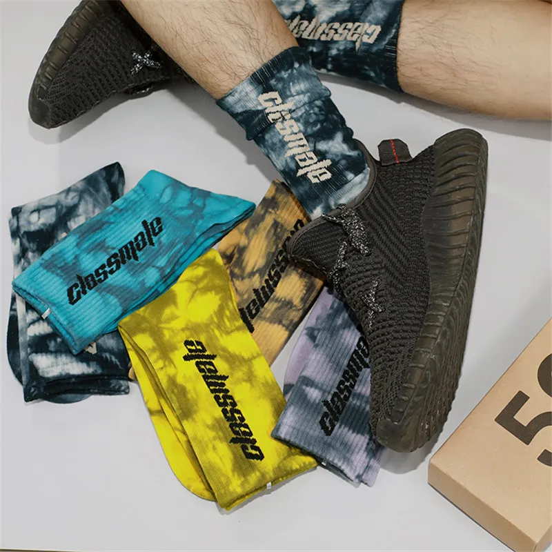 3 pares/caixa moda tie-dye meias 500 estilo europa hip hop match maré juventude meias masculino e feminino personalidade meias esportivas