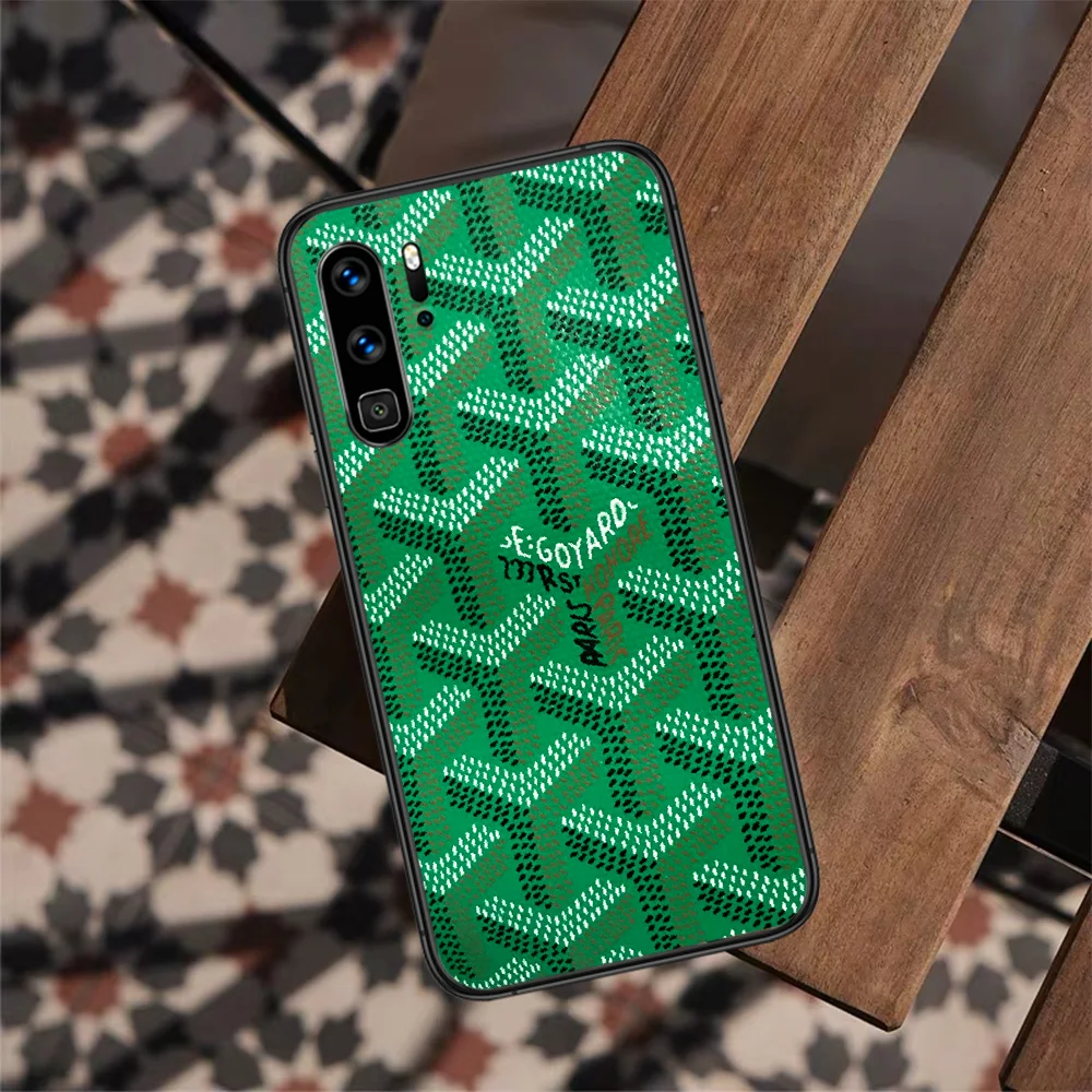 

luxury Box Goyardes Phone Case For HUAWEI P 10 20 30 40 Lite Pro Smart Plus Z 2019 Nova 5T 7i black Bumper Painting Prime Trend
