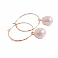 beautiful natural white freshwater pearl 14k gold earrings gift fashion easter jewelry party lucky new year ear stud fools day