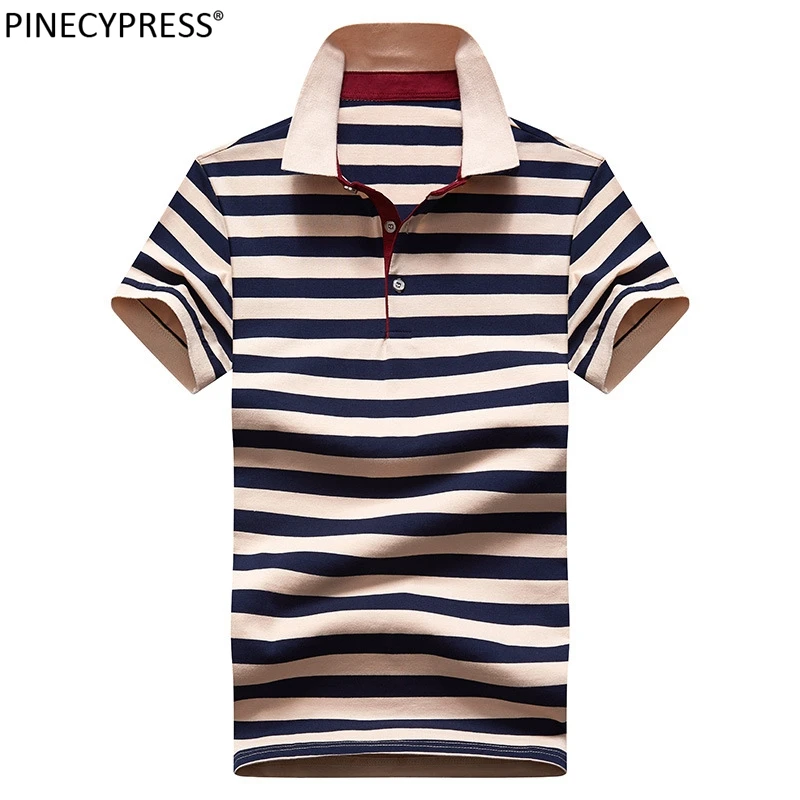

95% Cotton 5% Spandex Quality Anti-pilling Summer Man Polo-shirt Fashion Striped Casual Male Polos Men Short Sleeve Polo Shirt