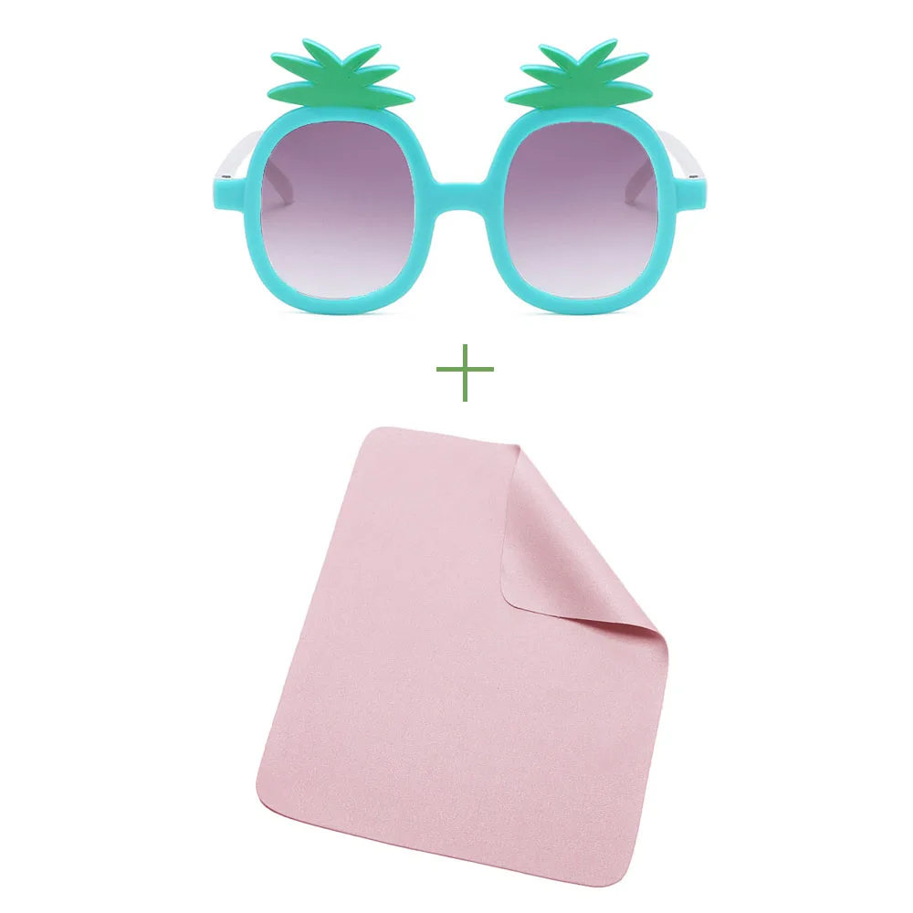 Glasses and cloth Ананасовые очки, детские солнцезащитные очки, милые детские солнцезащитные очки, UV 400, поляризационные, безопасный подарок, Прямая поставка - Цвет линз: Glasses and cloth