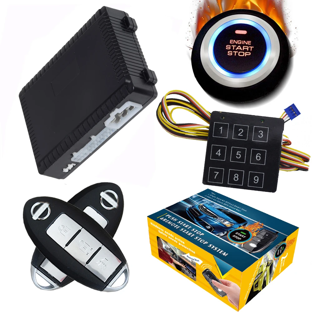 

Cardot Passive Keyless Entry Control Lock Unlock Remote Start Stop System Engine Car Alarm