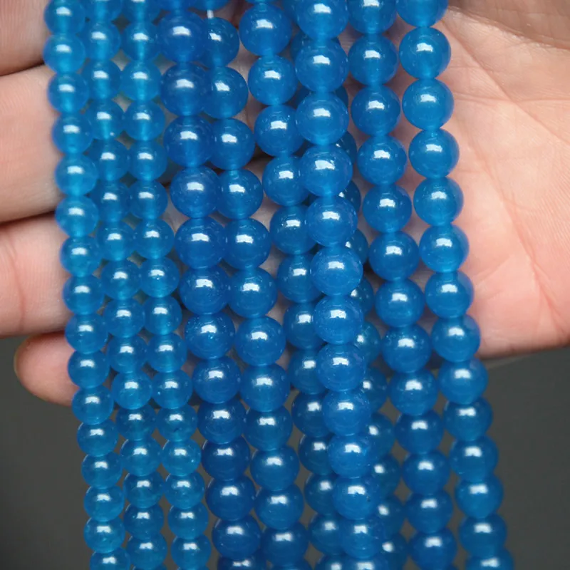 Nature Navy Blue Jades Quality Chalcedony Loose DIY Beads 4/6/8/10/12MM Round For Handmake Necklace Bracelet Making | Украшения и