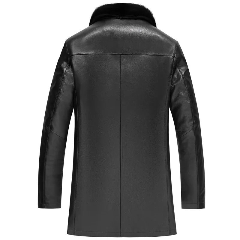 Натуральная кожаная куртка для мужчин подкладка из натурального кроличьего меха