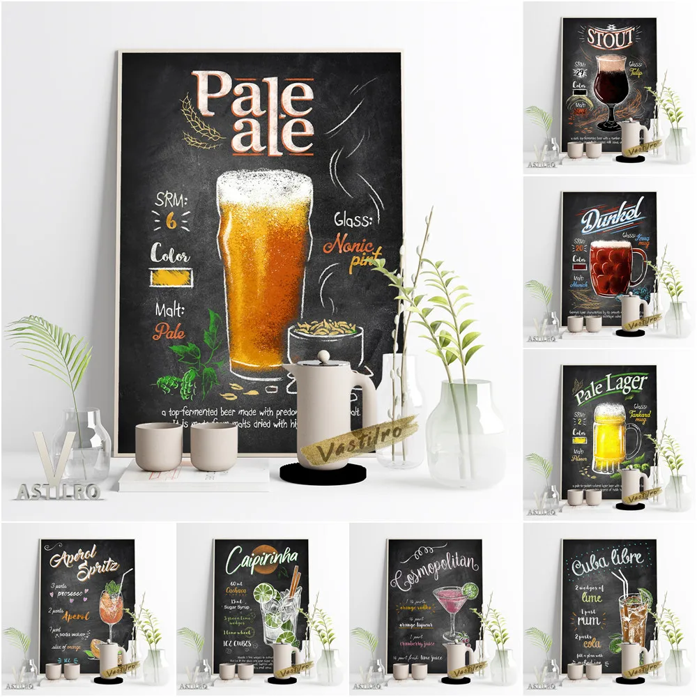 

Classic Beer Selection Collection Poster Drinks Cocktails All Star Canvas Painting Wall Picture Bar Pub Club Gift Home Decor