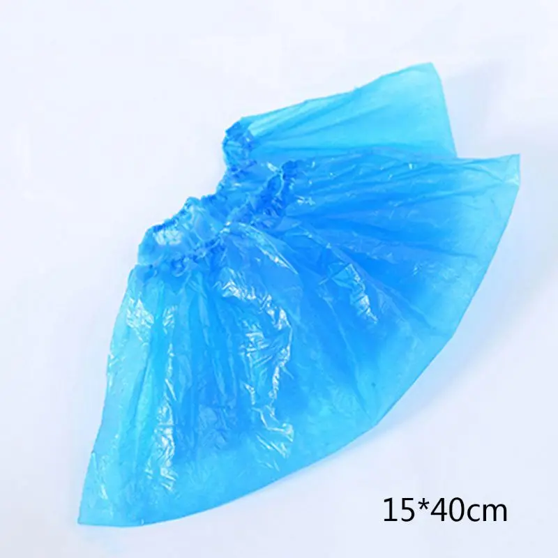 

100 pcs Disposable Shoe Cover Blue Plastic Anti Slip Cleaning Overshoes Boot Saf M89F
