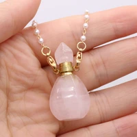natural semi precious stone powder crystal perfume bottle pendant necklace making diy fashion charm lady necklace jewelry gift