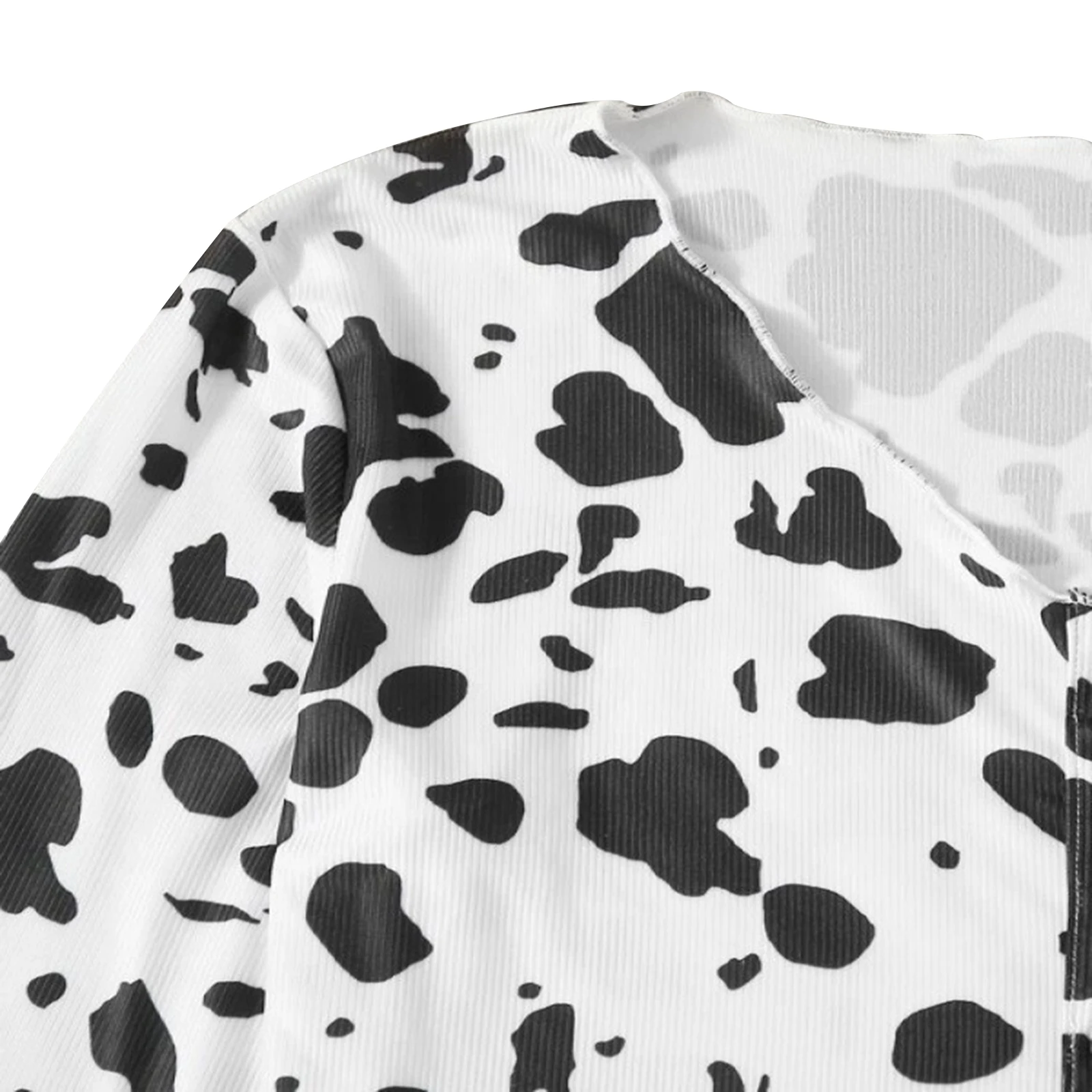 

Fashion Women Dot Print Crop Top, Autumn Casual Style Long Sleeve V-neck Pullover with Decorative Button Blouses