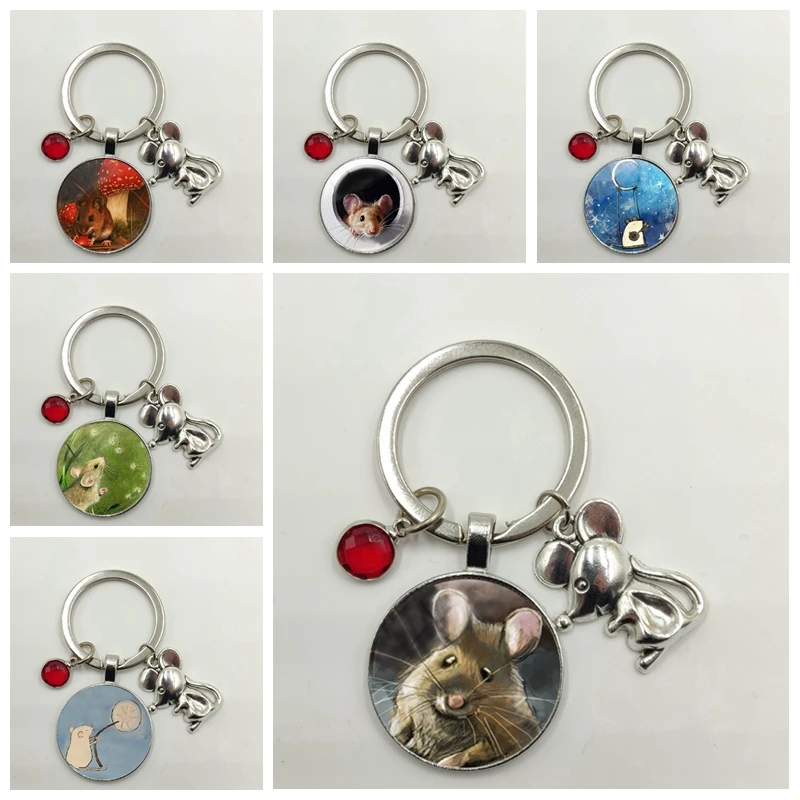 

Heat! 2020 New Auspicious Rat Oil Painting Alloy Crystal Keychain Series Glass Convex Fashion Keychain Auspicious Trinkets