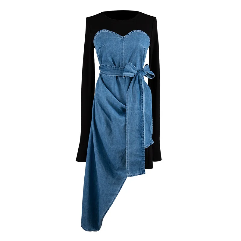 Женское джинсовое платье GETSPRING разноцветное асимметричное платье-пачка с