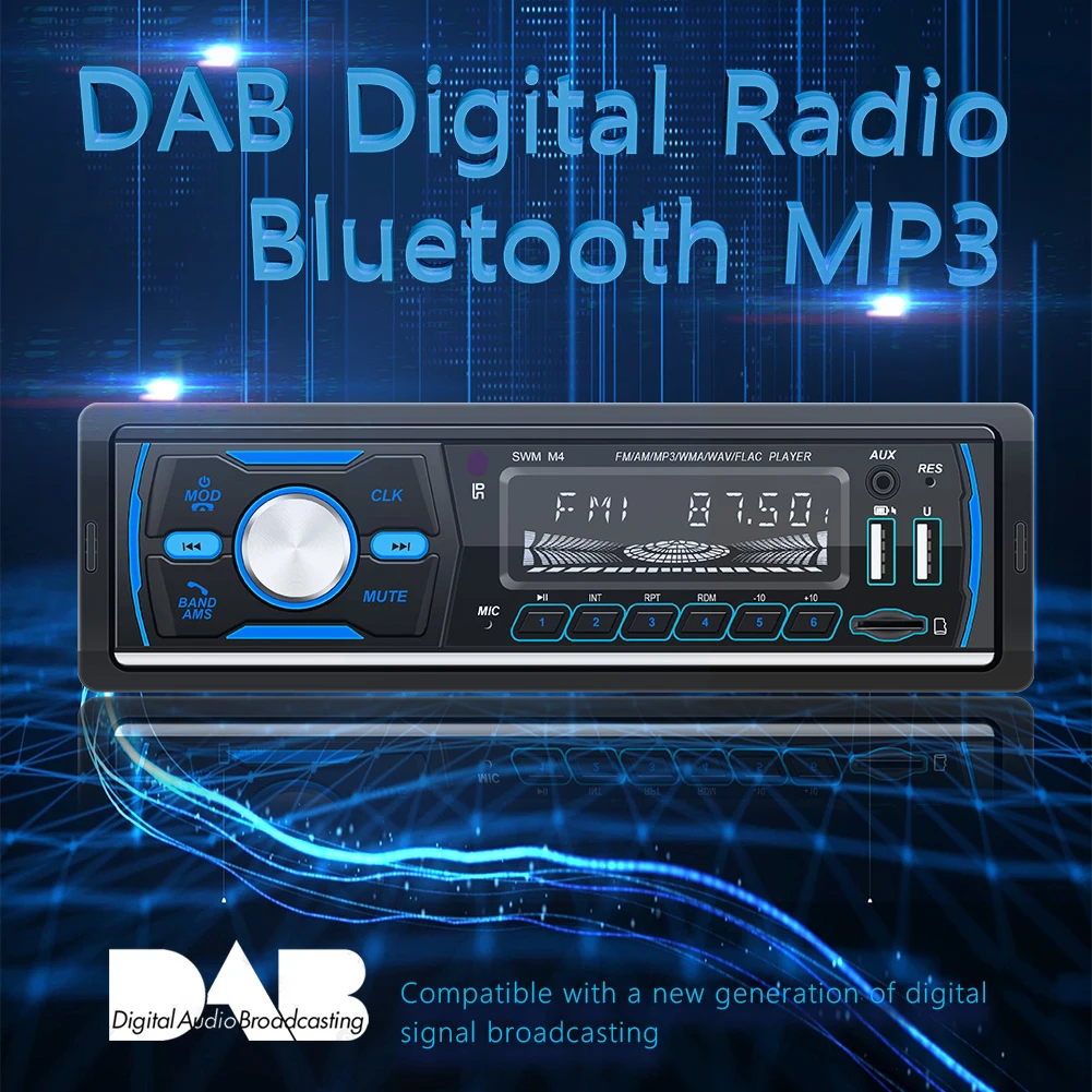 Автомобильная магнитола alloet Мультимедийный MP3 плеер 1 DIN USB TF AUX FM AM RDS DAB