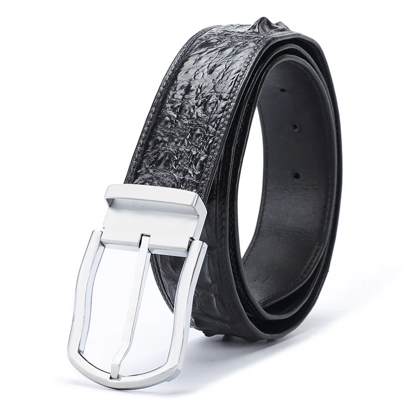 182 black silver McParko, мужские кожаные ремни с пряжкой, роскошный кожаный ремень из крокодиловой кожи, мужские деловые поясные ремни, коричневые классические мужские подарки - Цвет: 182 black silver