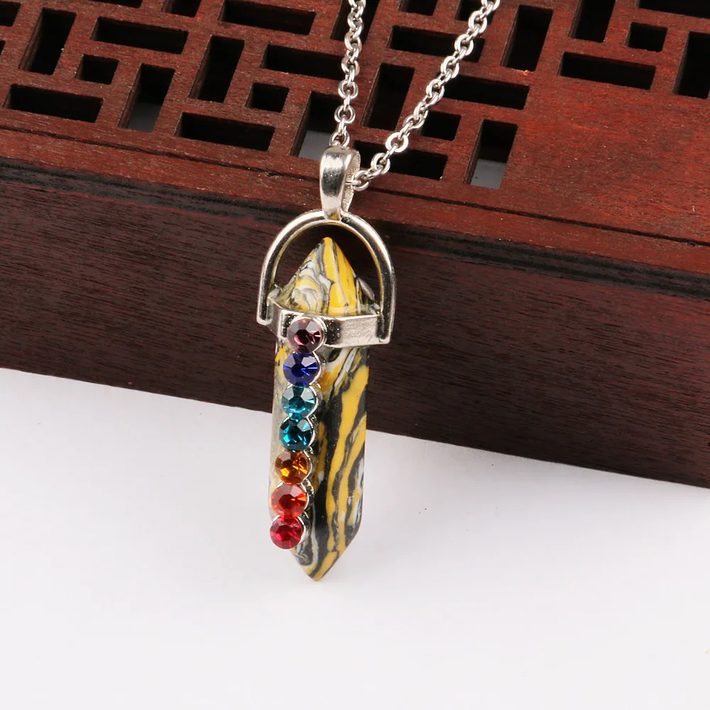 Натуральный камень шестиугольный опал кулон бутик семь чакр мощный ожерелье