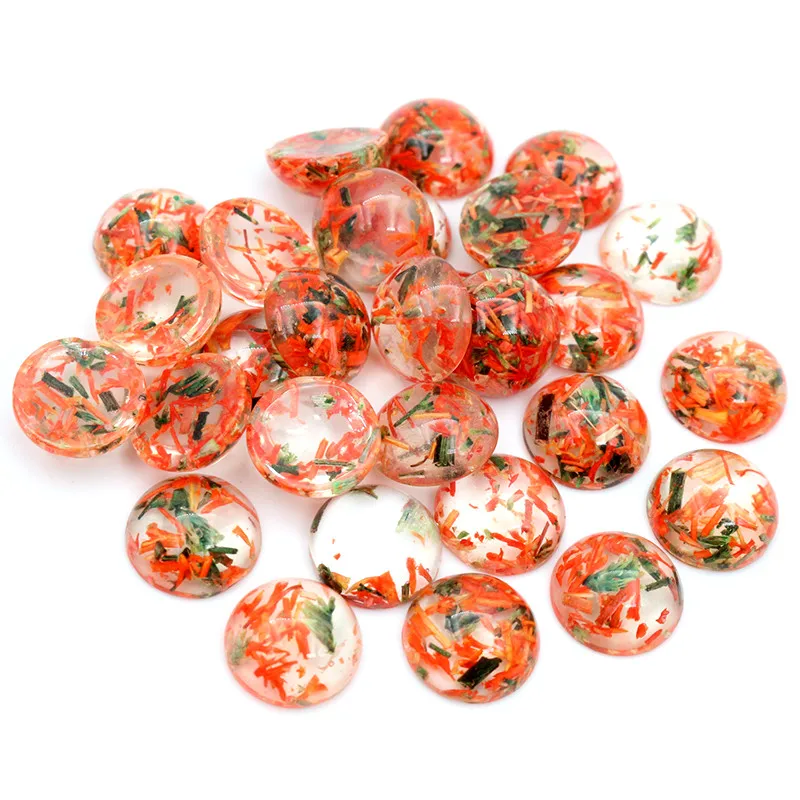 40 шт.12 мм встроенные металлические сушеные цветы прозрачный плоский купол из