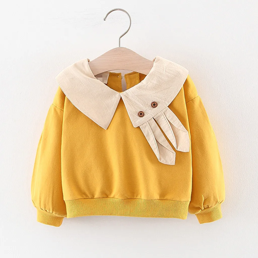 Свитшот с длинным рукавом и круглым вырезом для новорожденных девочек|Толстовки