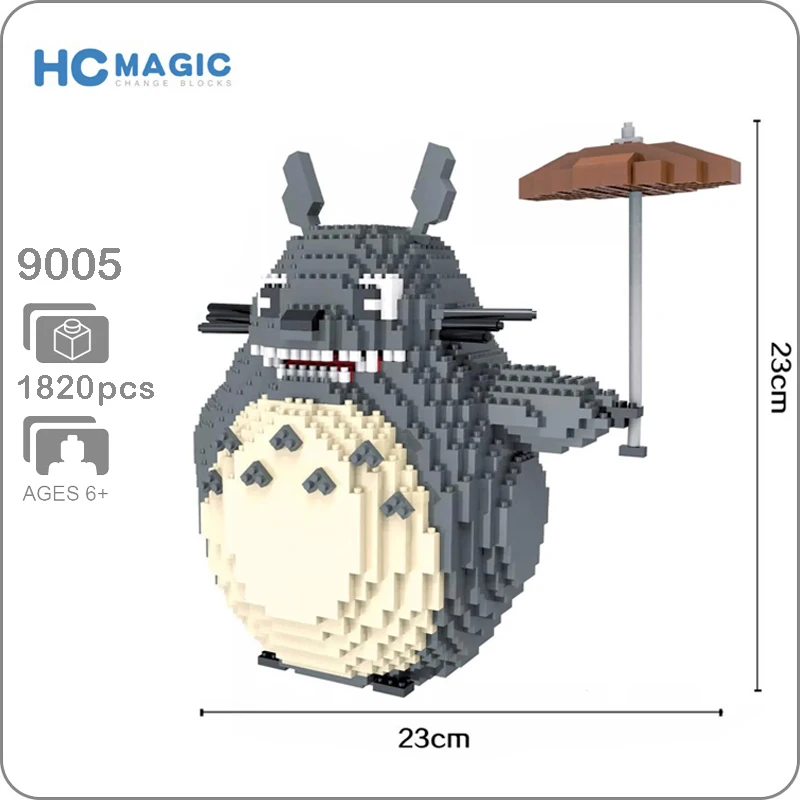 

HC 9005 Spirited Away My Neighbor Totoro Cat Animal 3D Model DIY Mini Diamond Building Small Blocks Bricks Assembly Toy no Box