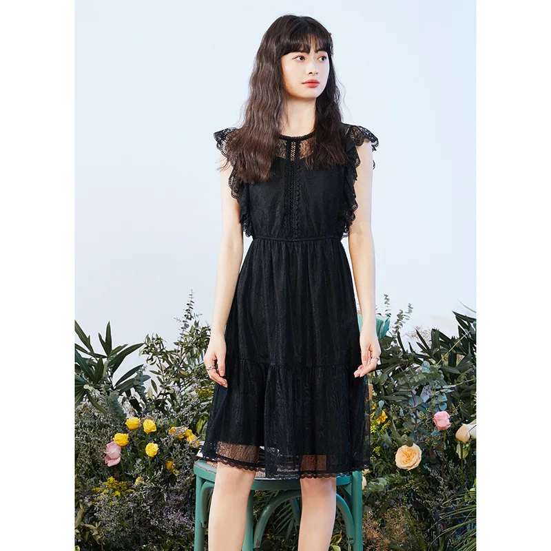 

Dress 2021 Female Solid Women's Summer Dress Patchwork Casual Women's Dresses Gauze Lace Short Sleeve Dresses Summer 2021 Ladies