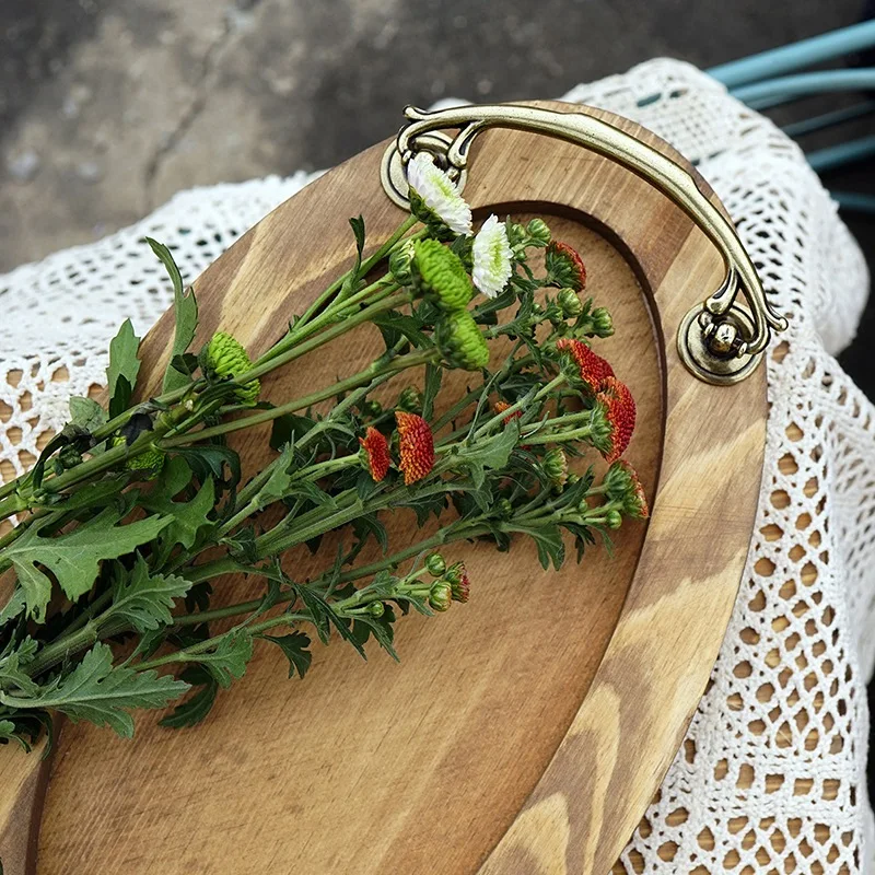 Японский деревянный поднос ручной работы эллипский поддон для чая торта