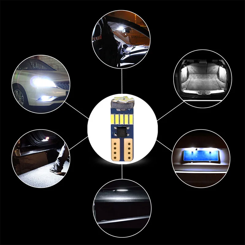 

600PCS T10 W5W Canbus Bulbs 194 LED 4014 SMD 15 LED Bulbs White Error Free Car Auto Wedge Interior Light Dome Map Trunk Lamp 12V