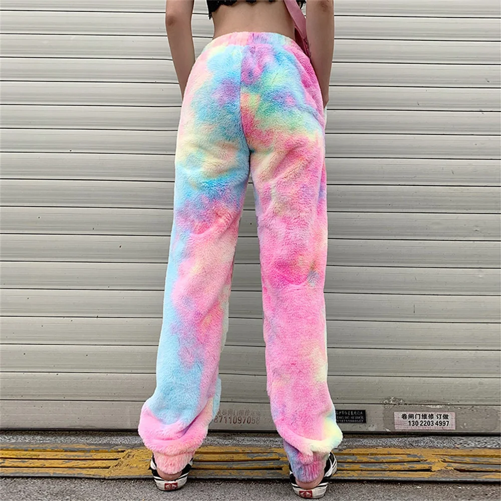 

Women Tops Pants Rainbow Gradient Color Plush Thick Tops Pants Ladies Casual New Warm Autumn Winter Sweaters Pants New Clothing