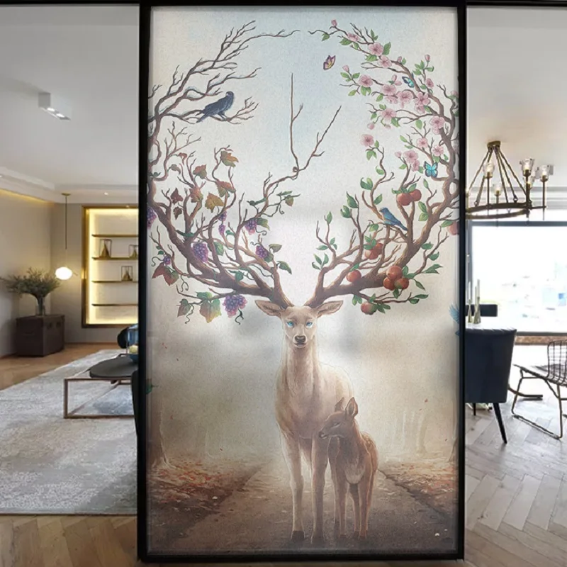 Оконная пленка размером на заказ статическая липкая с рисунком оленя защита от