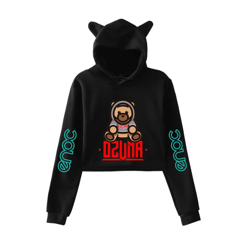 

Rapper Ozuna Pullover Cat Cropped Hoodies Long Sleeve Sweatshirts Crop Top Women's Hoodie 2020 Hip Hop Style Fashion Clothes